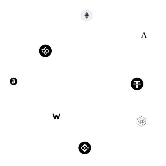 Wheel of crypto token logos